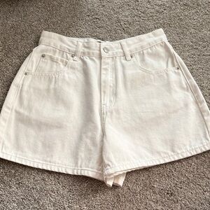 White Fox Boutique Cream High-Rise Denim Shorts